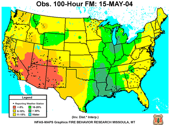 100 hour fuel moisture map