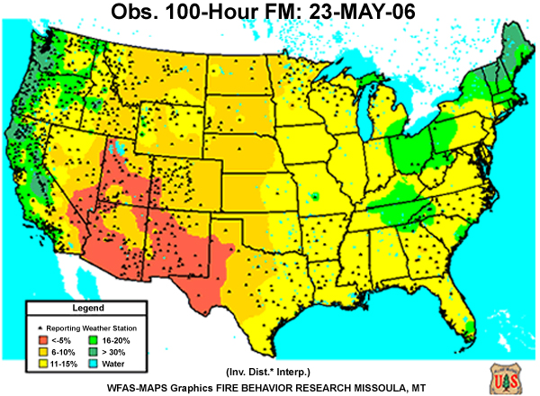 fuel moisture map for May 2006