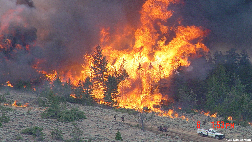 Fire crew burning out a large wildfire.