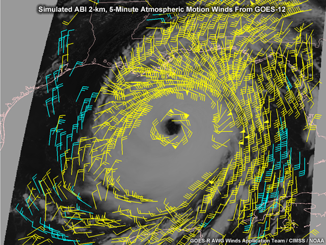 Simulated ABI 2-km 5-minute atmospheric motion winds from GOES-12