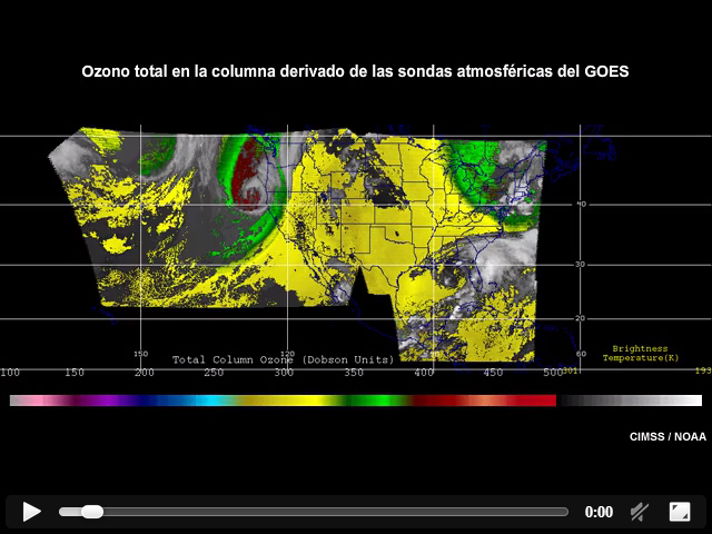 Animacin de la columna de ozono total derivada a partir de las sondas atmosfricas del GOES