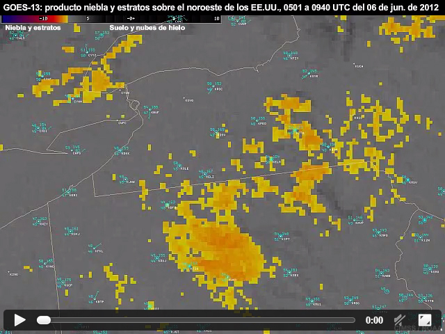 Animacin del producto sustraccin de canales de onda corta y de onda larga del GOES-13 (producto niebla o nubes bajas) que presenta el desarrollo de un episodio de niebla en los valles del noreste de los Estados Unidos entre las 05:01 y las 0940 UTC del 6 de junio de 2012.