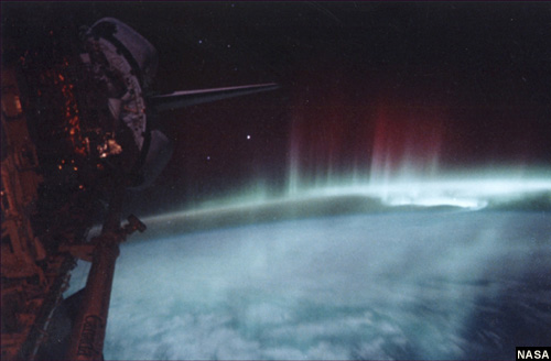 Photo of aurora taken from NASA's Space Shuttle.