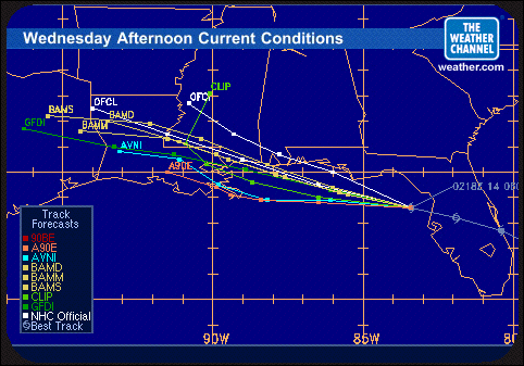 Hurricane track forecasts.