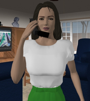 Carla on the phone.
