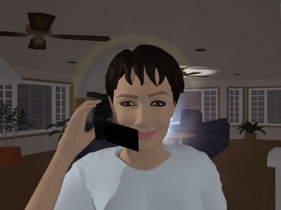 Camille talking on the phone.