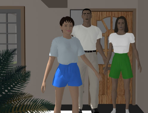 The Castillo family standing on their front porch.