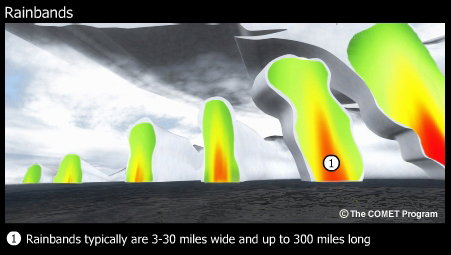 Cross-sections of hurricane rainbands.