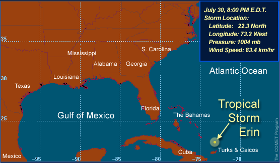 Tropical Storm Erin track chart.