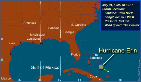 Track chart for Hurricane Erin.