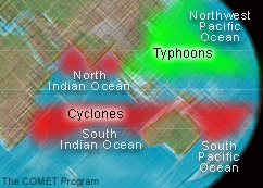 Typhoon and cyclone locations