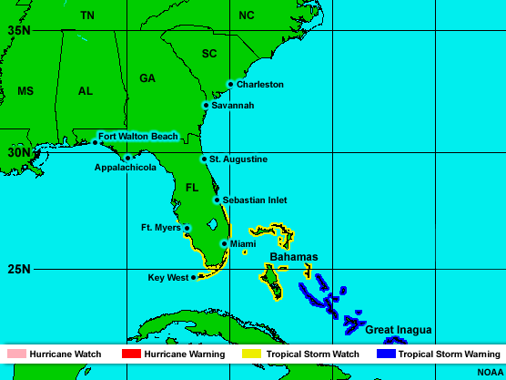 Watch and warning areas map