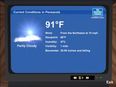 TV screen showing The Weather Channel.