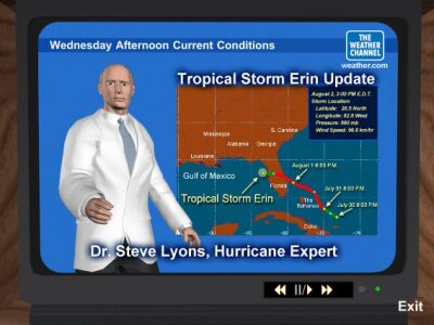TV screen showing Steve Lyons.