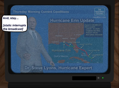 Fuzzy image on TV screen.