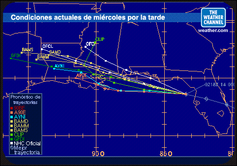 Pronósticos de trayectorias del huracán.