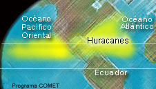 Localización de los huracanes en el Atlántico Norte y al noreste del Pacífico