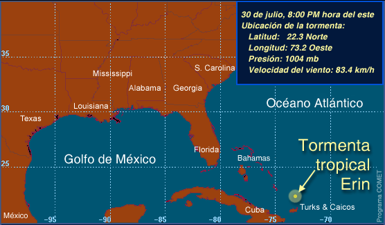 Mapa de trayectoria, del 30 de julio.