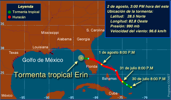Mapa de trayectoria, 2 de agosto.