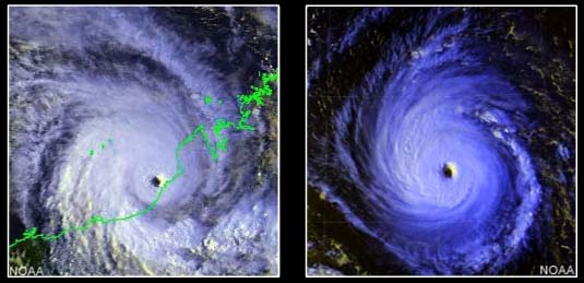 Imágenes de satélite de dos poderosos ciclones tropicales.