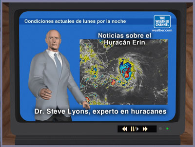 Pantalla de TV que muestra a Steve Lyons