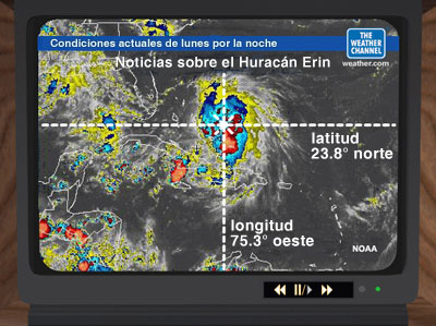 Imagen de satélite con marcas de longitud y latitud.