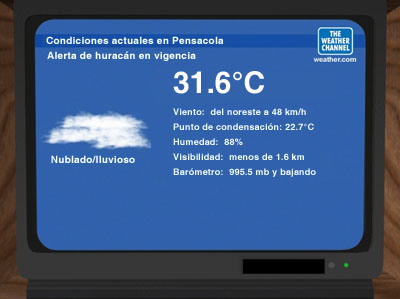 Pantalla de TV con el Canal del Tiempo.