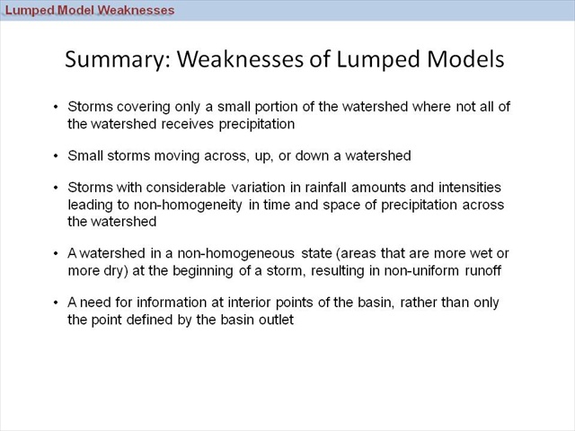 Summary: Weaknesses of Lumped Models