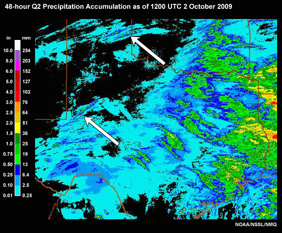 Q2 QPE Mosaic for 48-hours Ending 1200 UTC 2 October 2009