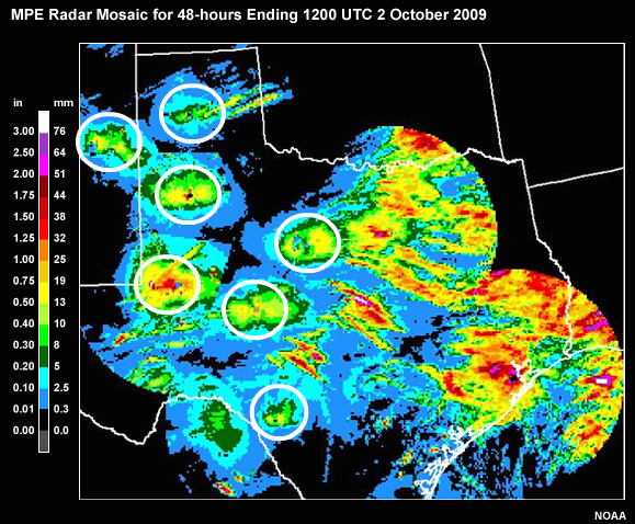 MPE Radar Mosaic for 48-hours Ending 1200 UTC 2 October 2009