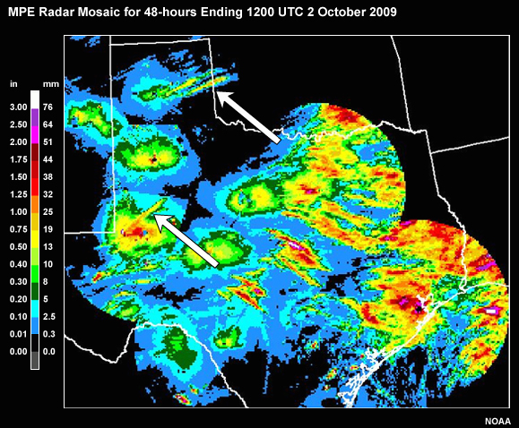 MPE Radar Mosaic for 48-hours Ending 1200 UTC 2 October 2009