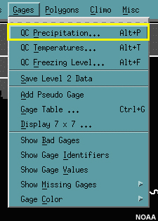 MPE Gages menu