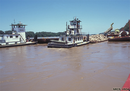 Photo of barges on river