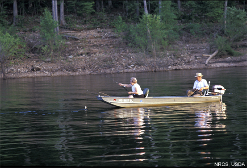 Photo of couple fishing on river
