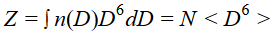 Z = ∫ n(D) * D^6 * dD = N * < D^6 >