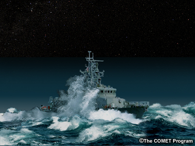 Image of a wave striking a Cyclone-class Patrol Boat