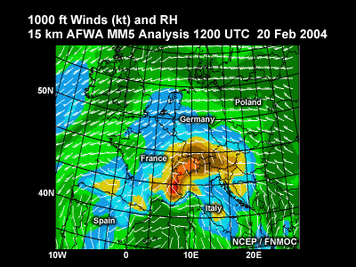 plan view model products useful in fog forecasting