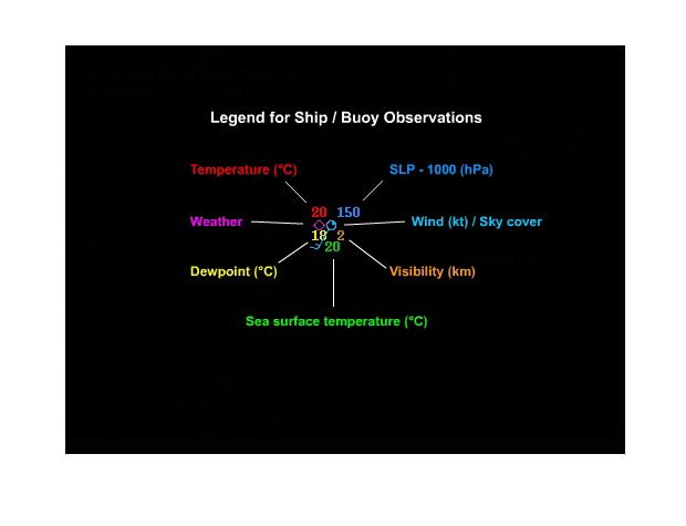 Surface observations legend