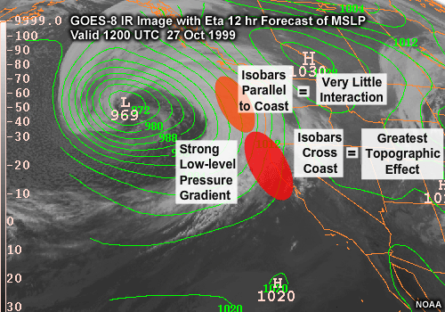 Loop of IR images overlain with the forecast MSLP