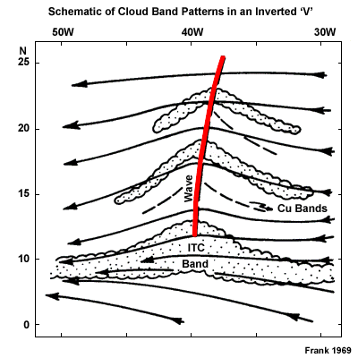 Schematic representation of tropical waves highlighting axis alignment