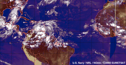 Satellite image animation of tropical waves and tropical cyclones over tropical north Atlantic