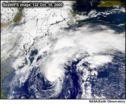 SeaWiFS image of Hurricane Michael's origin as a tropical storm on Wed. 18 Oct 2000