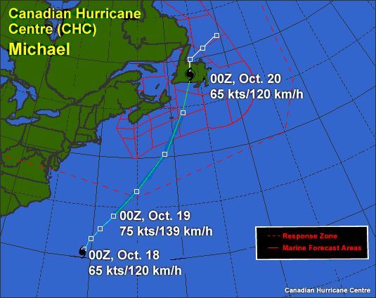Canadian Hurricane Center track for Hurricane Michael