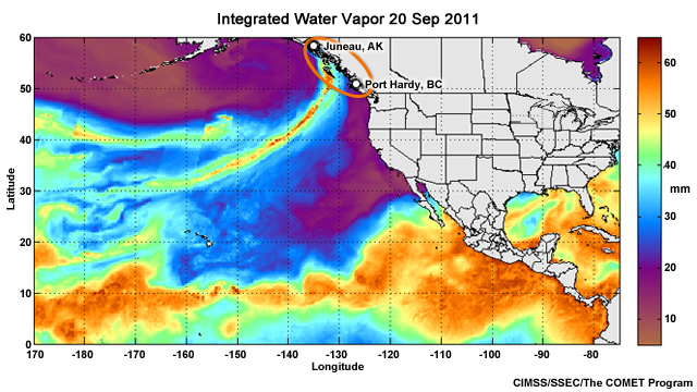 IWV, 20 Sep. 2011, with area impacted by AR highlighted.