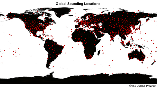 Global view of all the WMO-certified sounding locations.