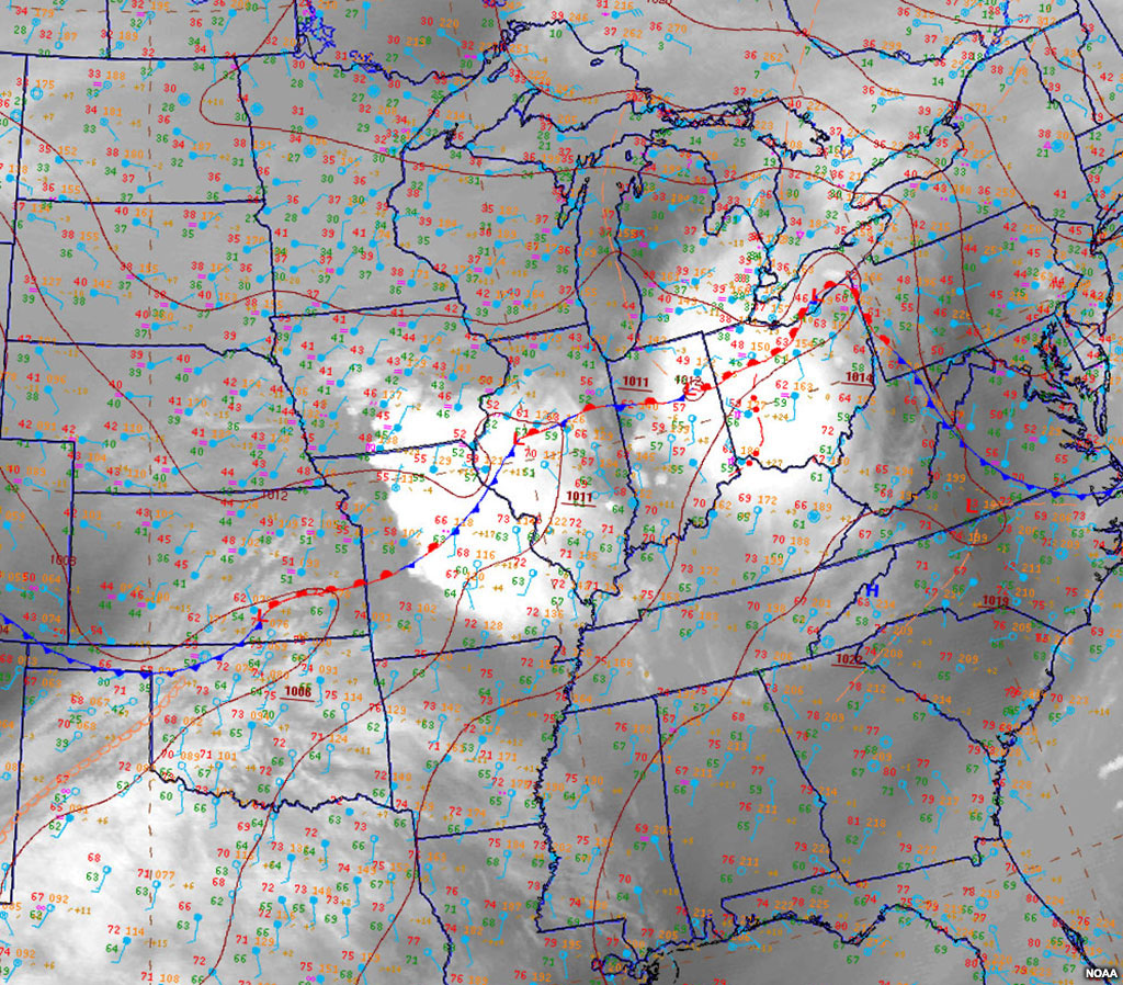 Satellite image and surface observations for 2015 April 08.