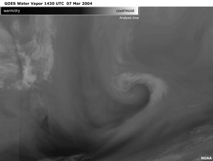 GOES Water Vapor 1430 UTC 07 Mar 2004