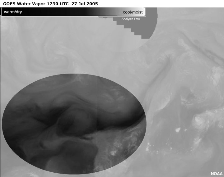 GOES Water Vapor 1230 UTC 27 Jul 2005