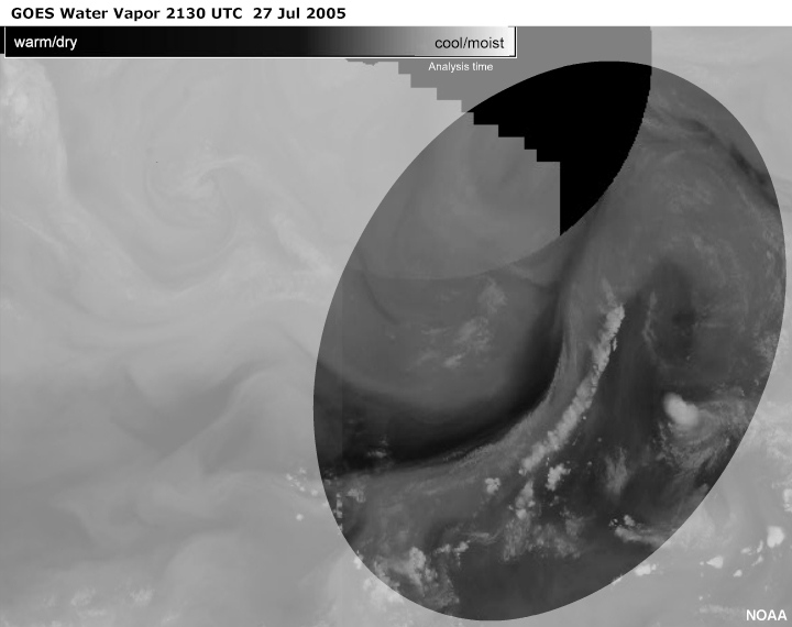 GOES Water Vapor 2130 UTC 27 Jul 2005