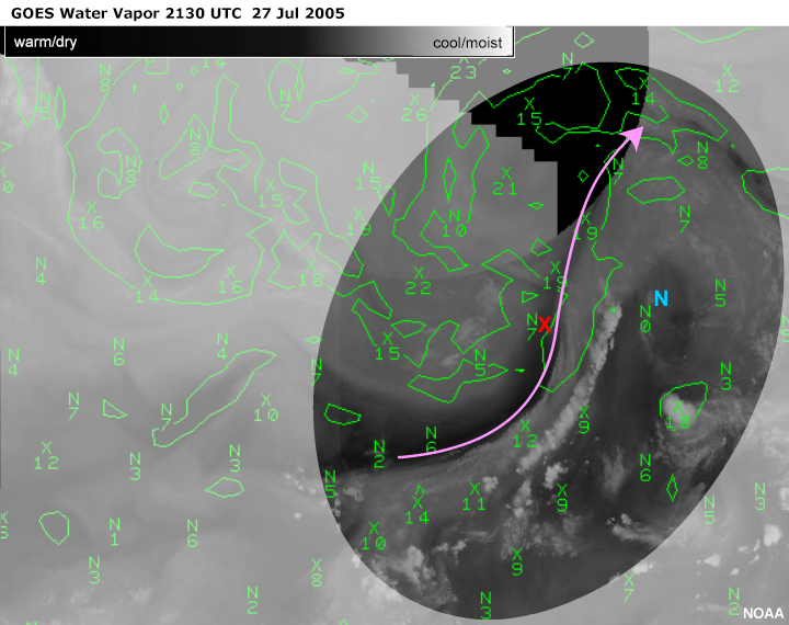 GOES Water Vapor 2130 UTC 27 Jul 2005 feedback